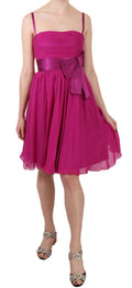 Dolce & Gabbana Fuchsia Silk Bow Sleeveless Dress
