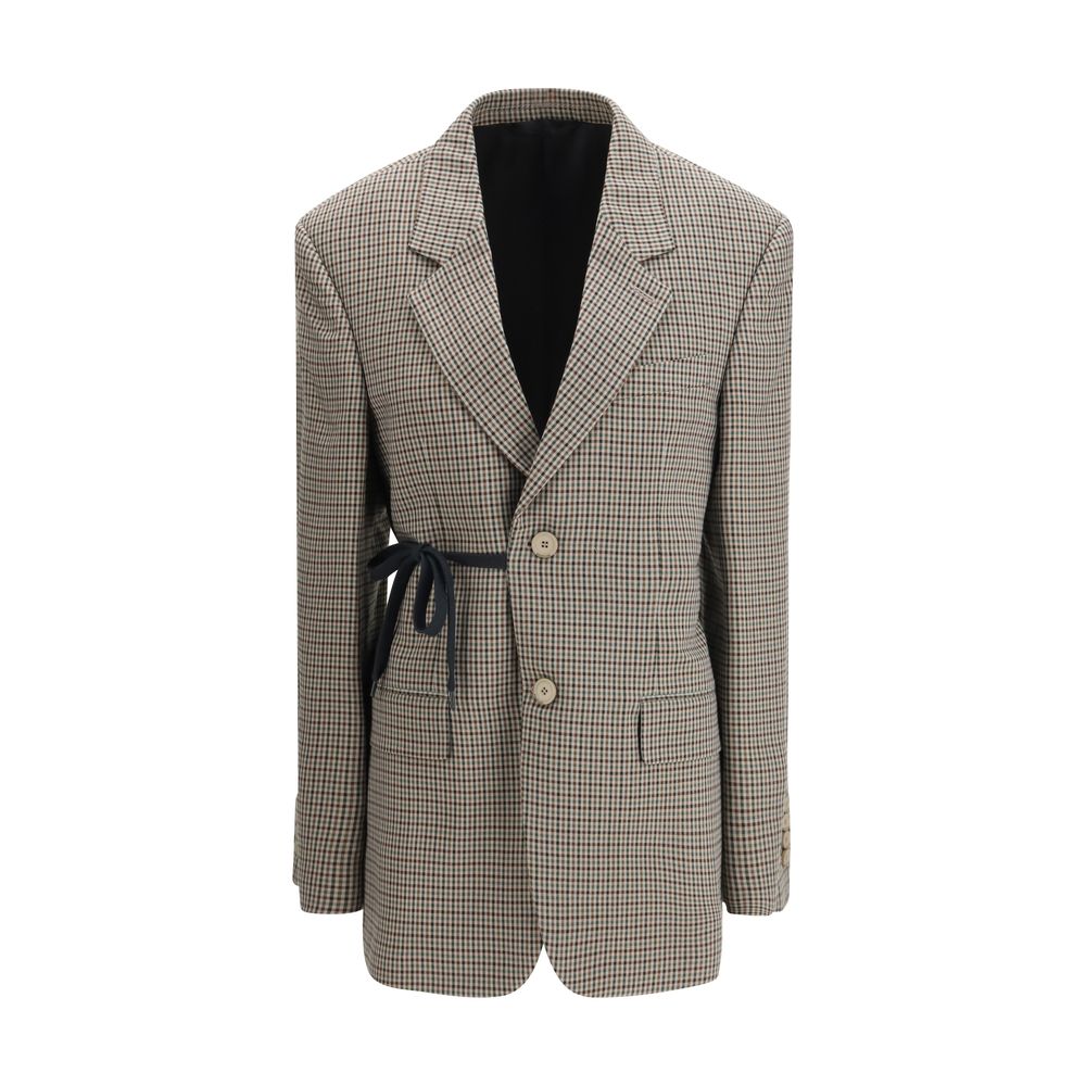 Balenciaga Multicolored 100% Lyocell Vichy Blazer – Single-Button, Side Drawstrings