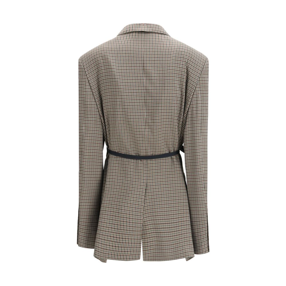 Balenciaga Multicolored 100% Lyocell Vichy Blazer – Single-Button, Side Drawstrings