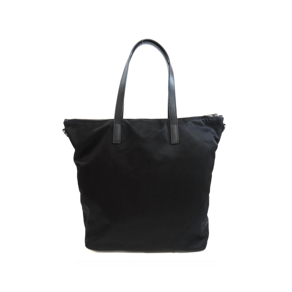 Prada Black Nylon Tote Bag – Prada Logo, Top Zip, Detachable Strap, 43x25x15 cm, Romania