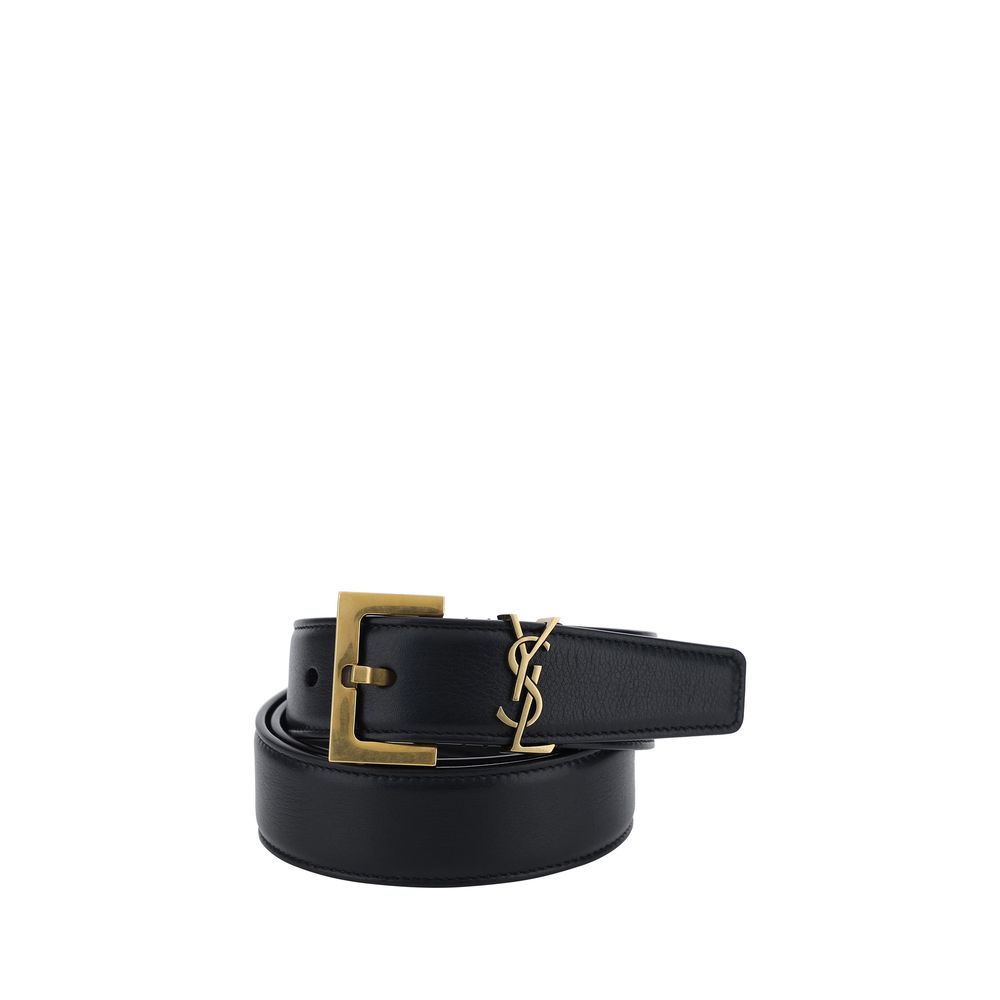 Saint Laurent Black Calf Leather Bos Taurus Regular Belt