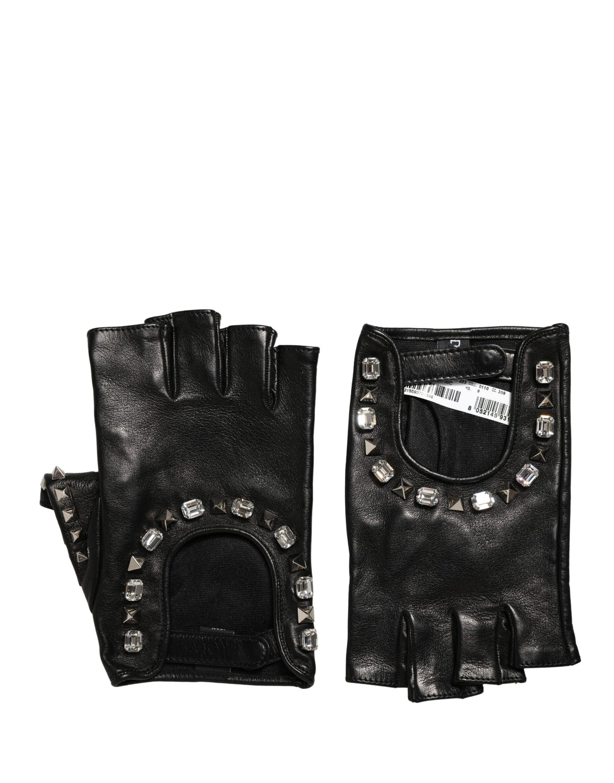 Dolce & Gabbana Black Leather Short Gloves – Fingerless, Logo, 100% Genuine Leather, Women's, Italian