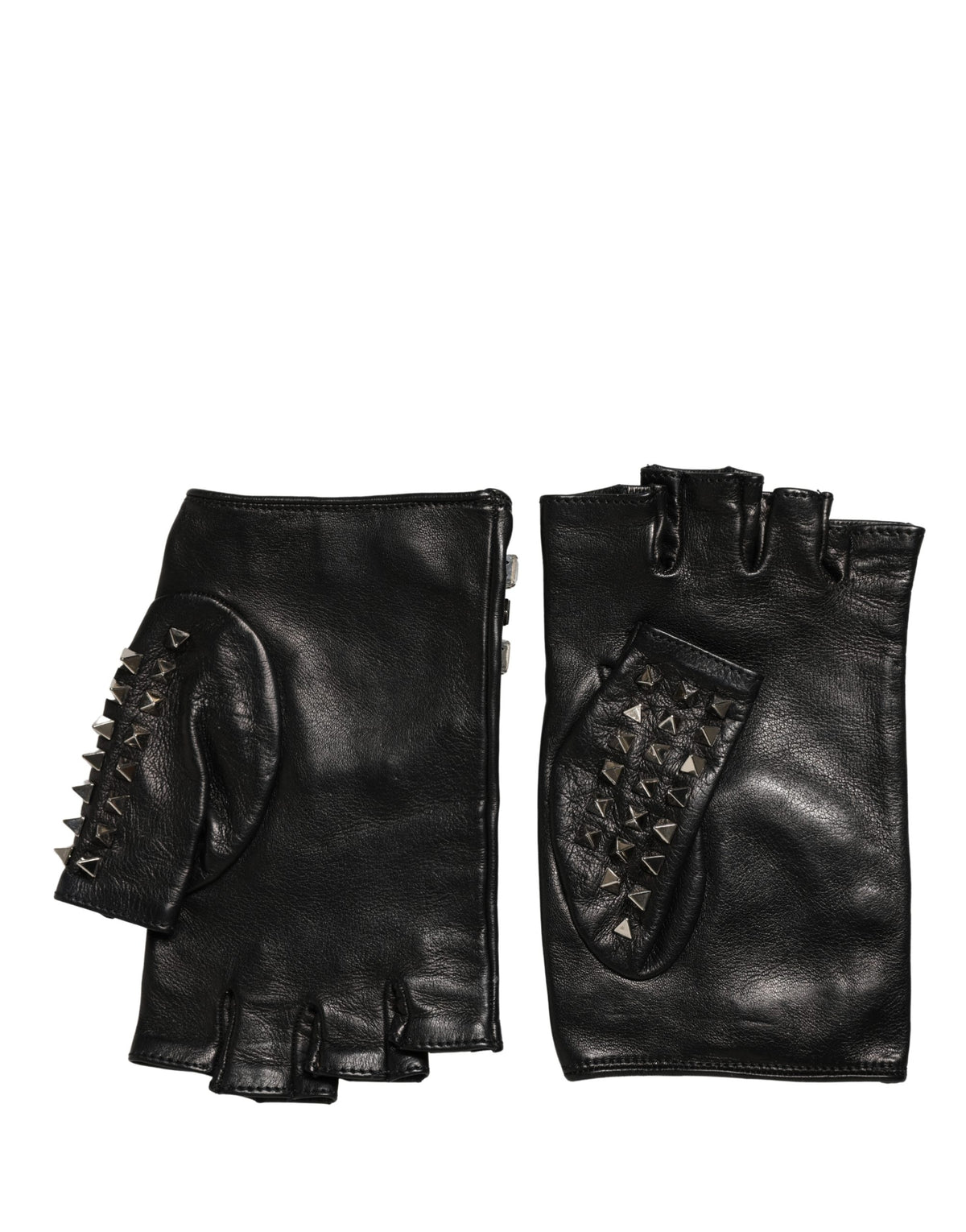Dolce & Gabbana Black Leather Short Gloves – Fingerless, Logo, 100% Genuine Leather, Women's, Italian