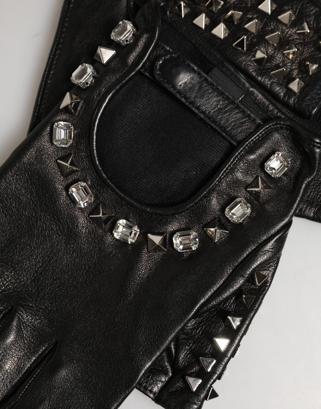 Dolce & Gabbana Black Leather Short Gloves – Fingerless, Logo, 100% Genuine Leather, Women's, Italian