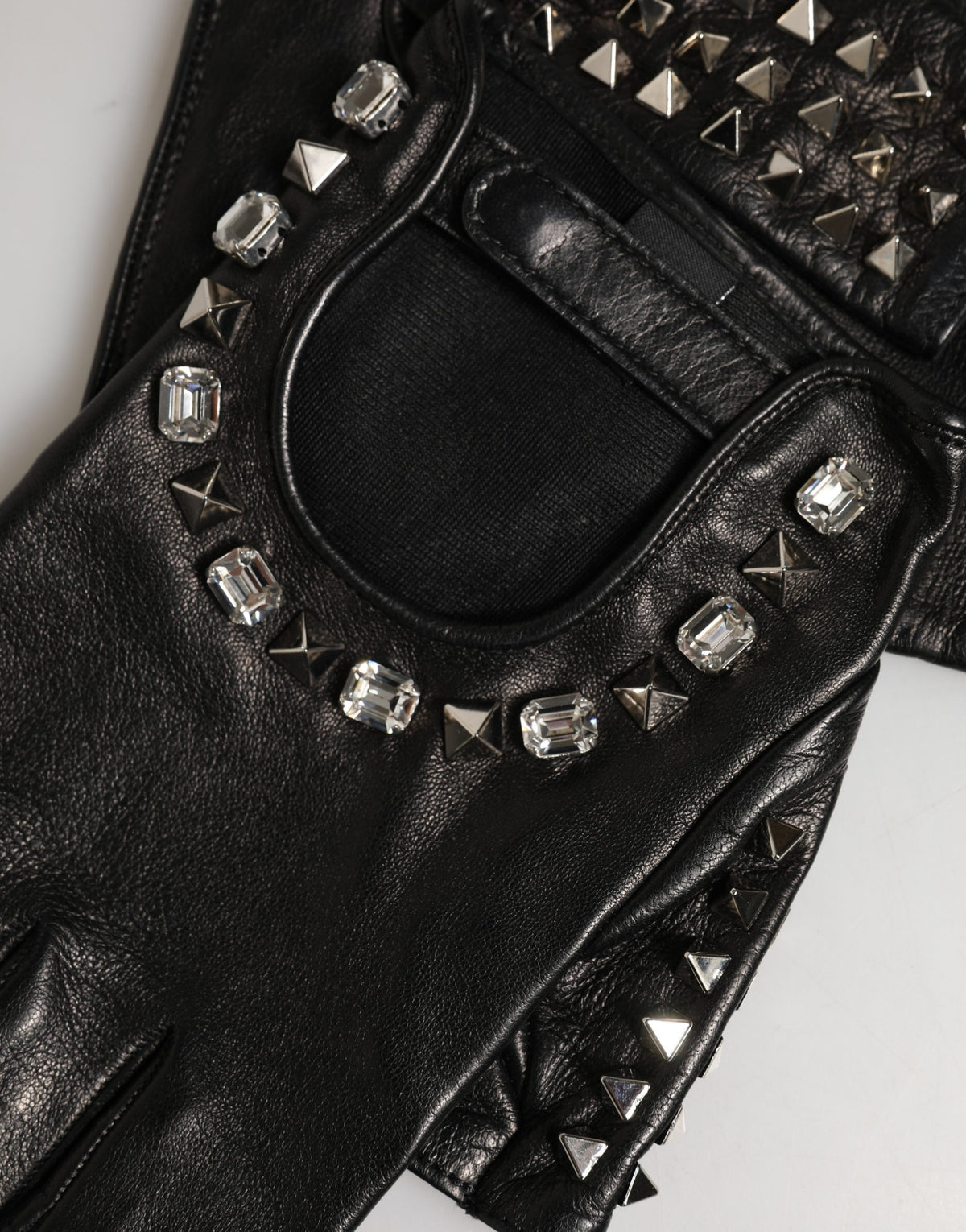 Dolce & Gabbana Black Leather Short Gloves – Fingerless, Logo, 100% Genuine Leather, Women's, Italian