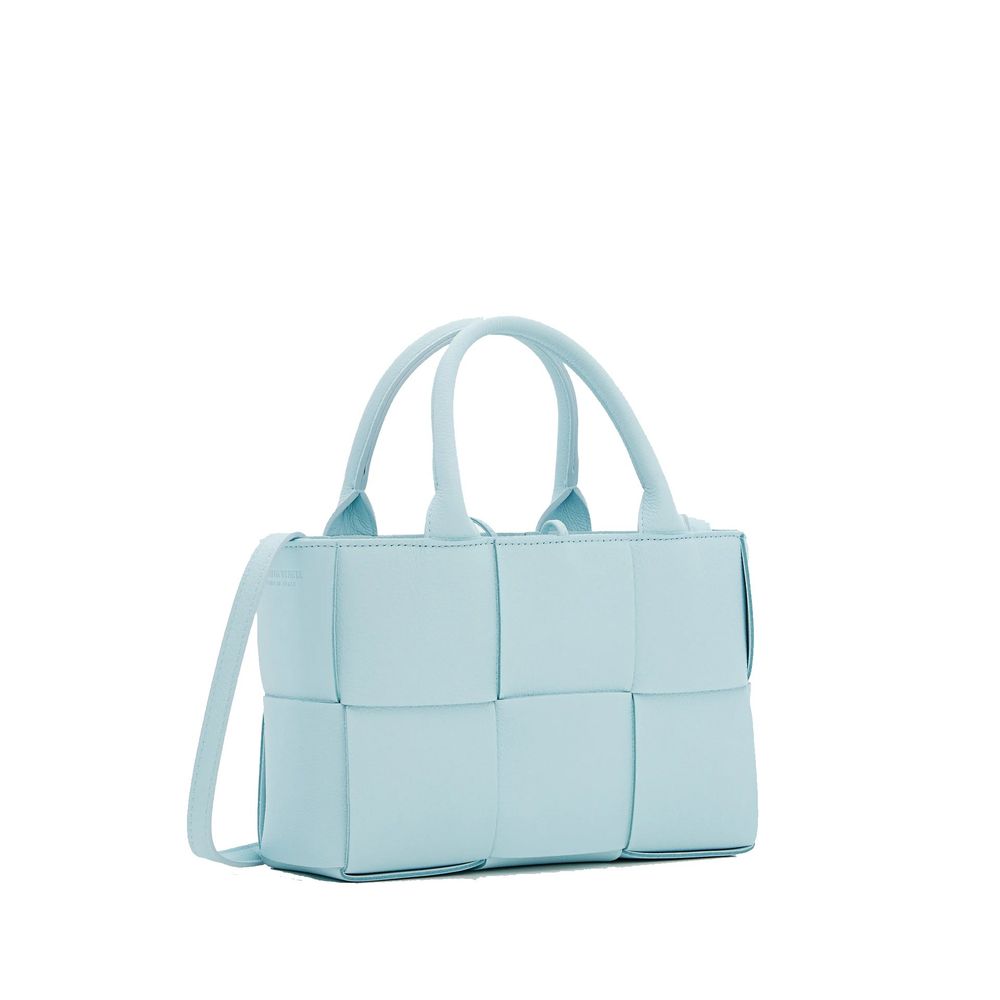 Bottega Veneta Blue Leather Tote Bag – Two Shoulder Straps, Snap Closure, 43x35x18 cm, Italian, Women's