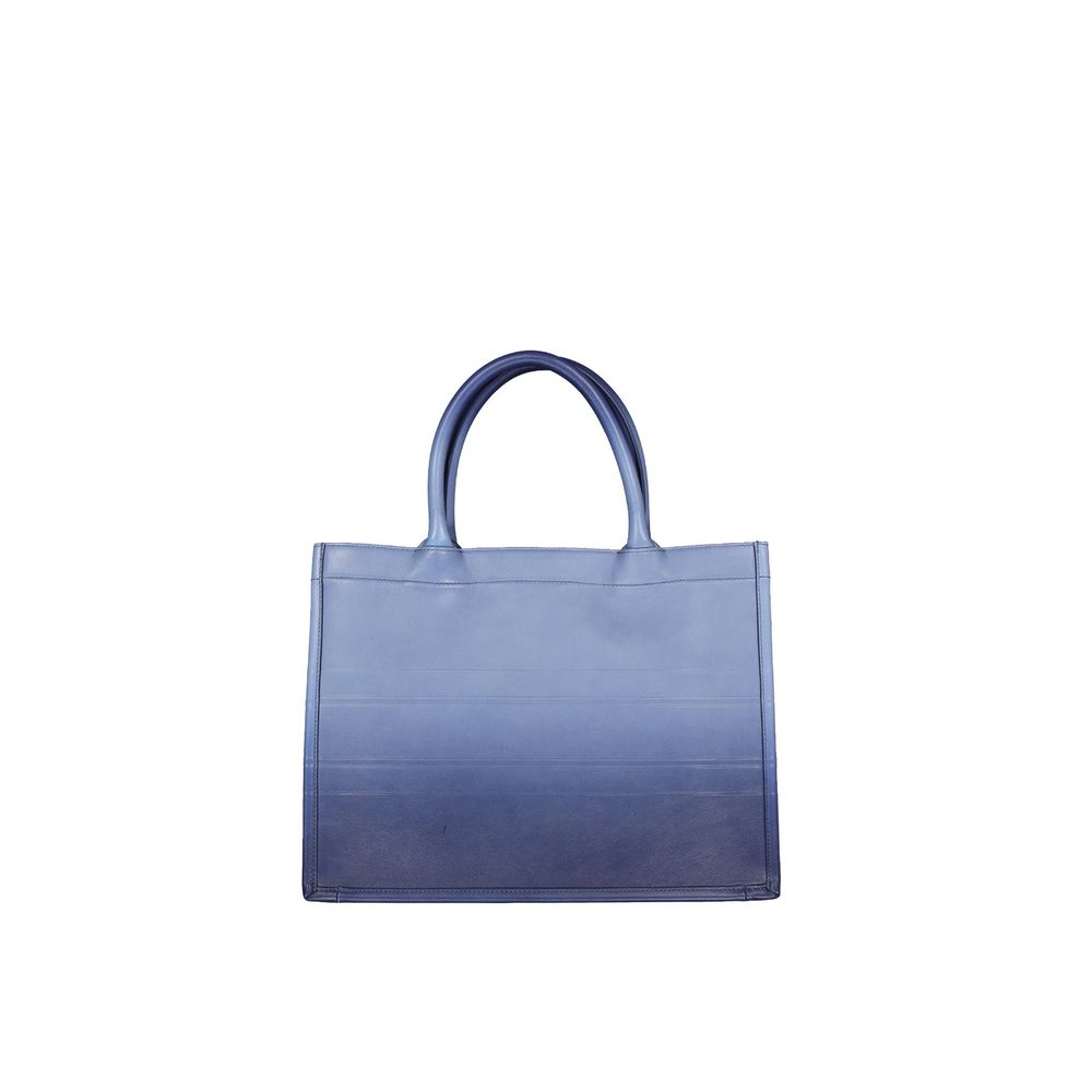 Dior Blue Calfskin Tote Bag – Two Main Handles, Embossed Logo, 36x27x15 cm, Italian, Women's