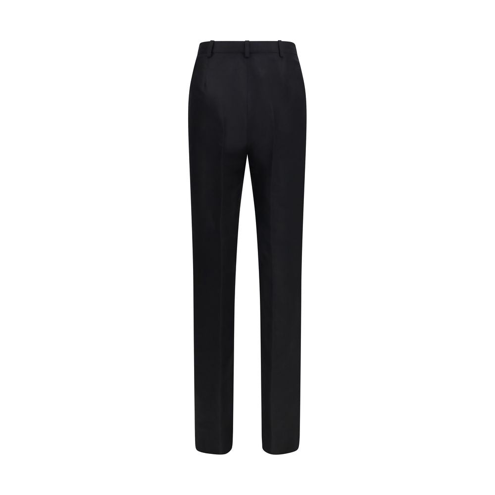 Gucci Black 100% Silk Faille Elegant Trousers – Regular Fit, Hook-and-Eye Closure