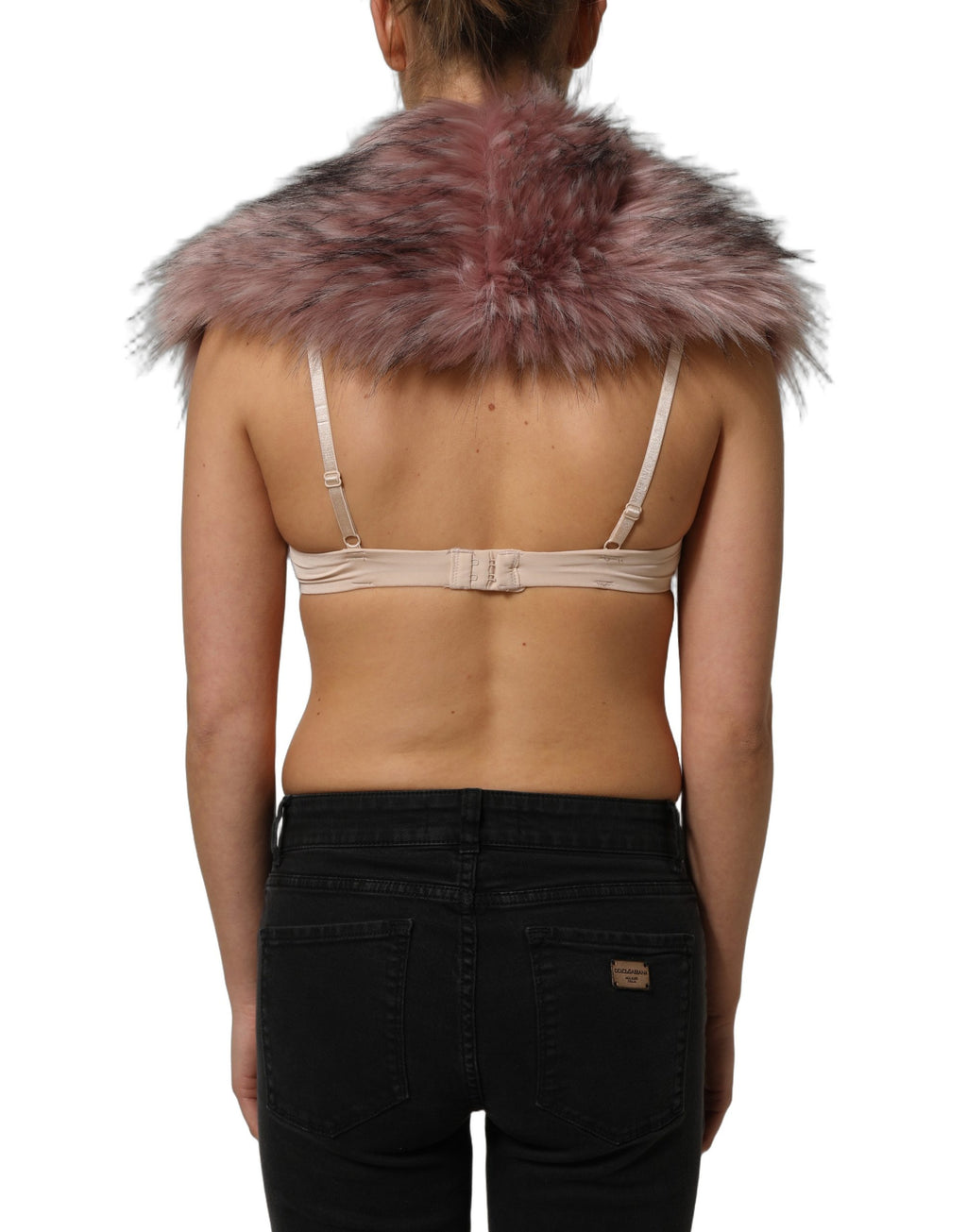 Dolce & Gabbana Pink 85% Acrylic Faux Fur Shrug Vest Top – Front Tie, Italian