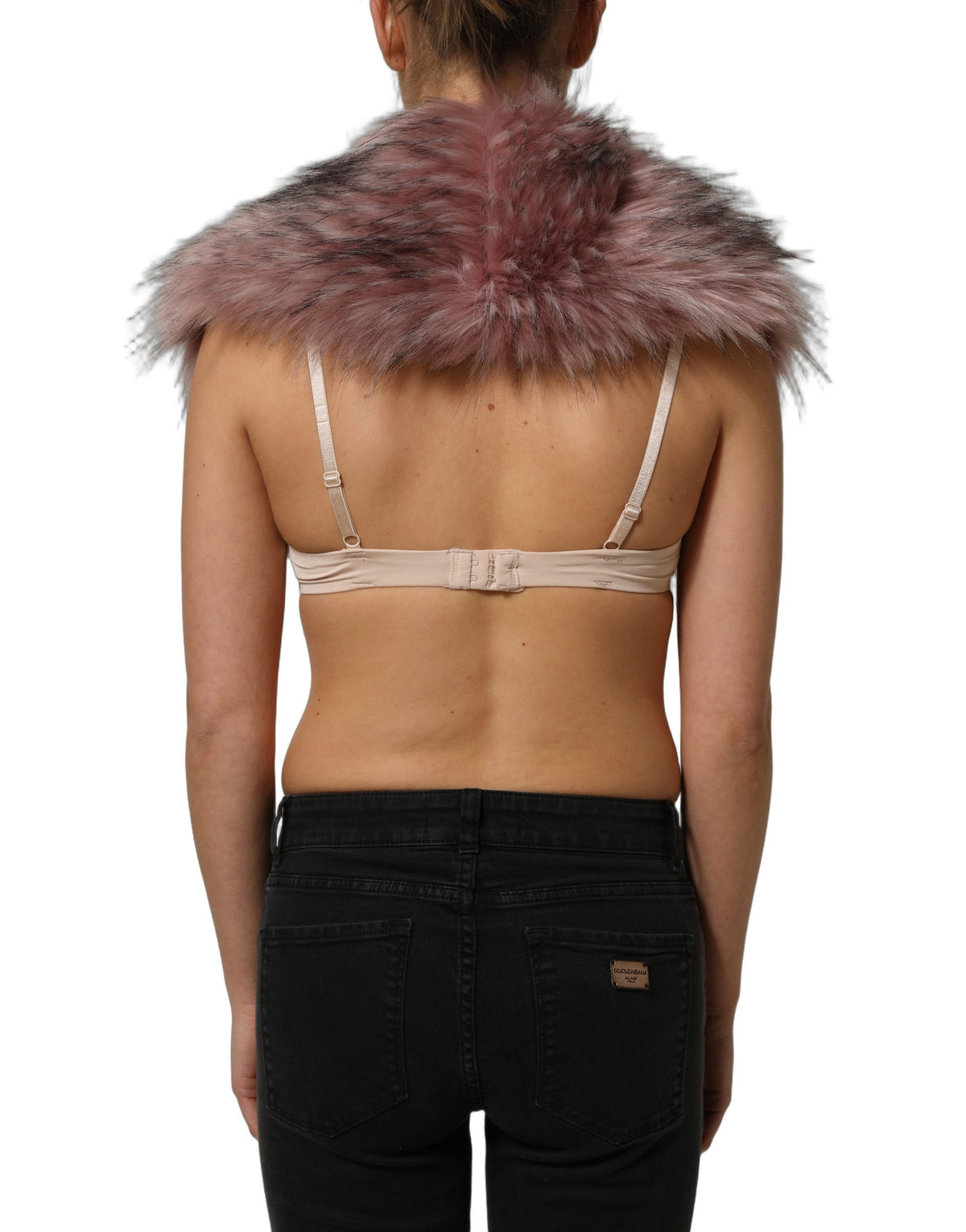 Dolce & Gabbana Pink 85% Acrylic Faux Fur Shrug Vest Top – Front Tie, Italian