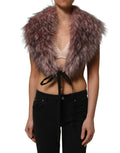 Dolce & Gabbana Pink 85% Acrylic Faux Fur Shrug Vest Top – Front Tie, Italian