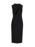 Versace Black 74% Acetate Midi Dress – Cut-Out Details, Side Slits, Italian