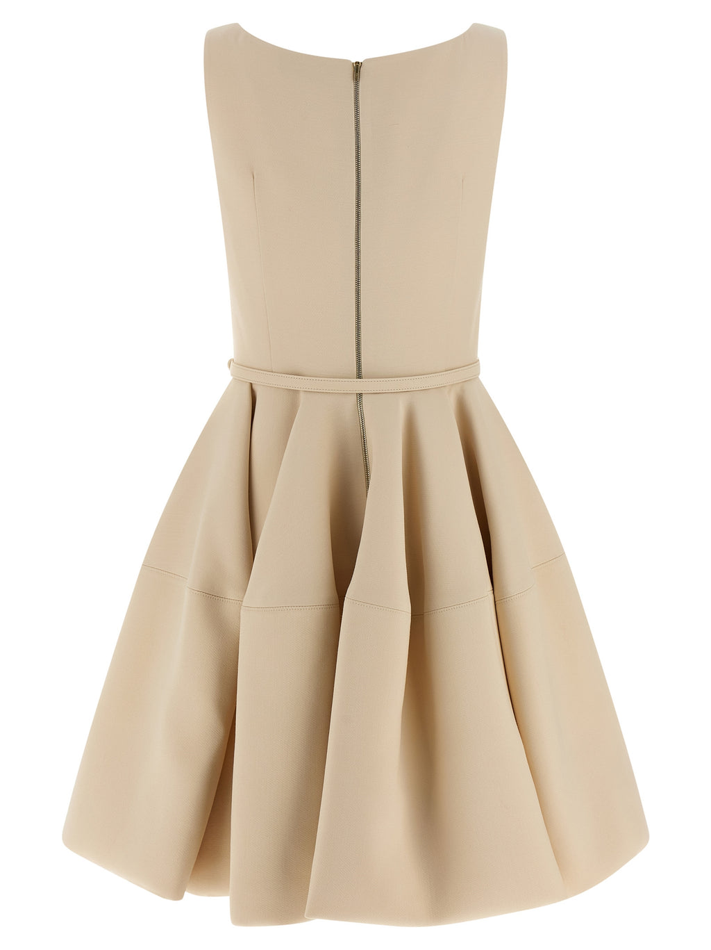 Fendi Pink 77% Wool-Silk Wide-Skirt Mini Dress – FF Logo Buckle, Pockets, Italian
