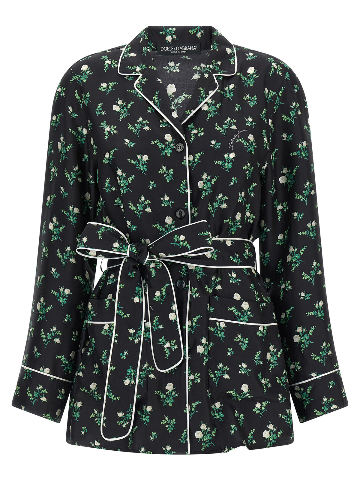 Dolce & Gabbana Black Silk Blouse – Roselline Floral Print