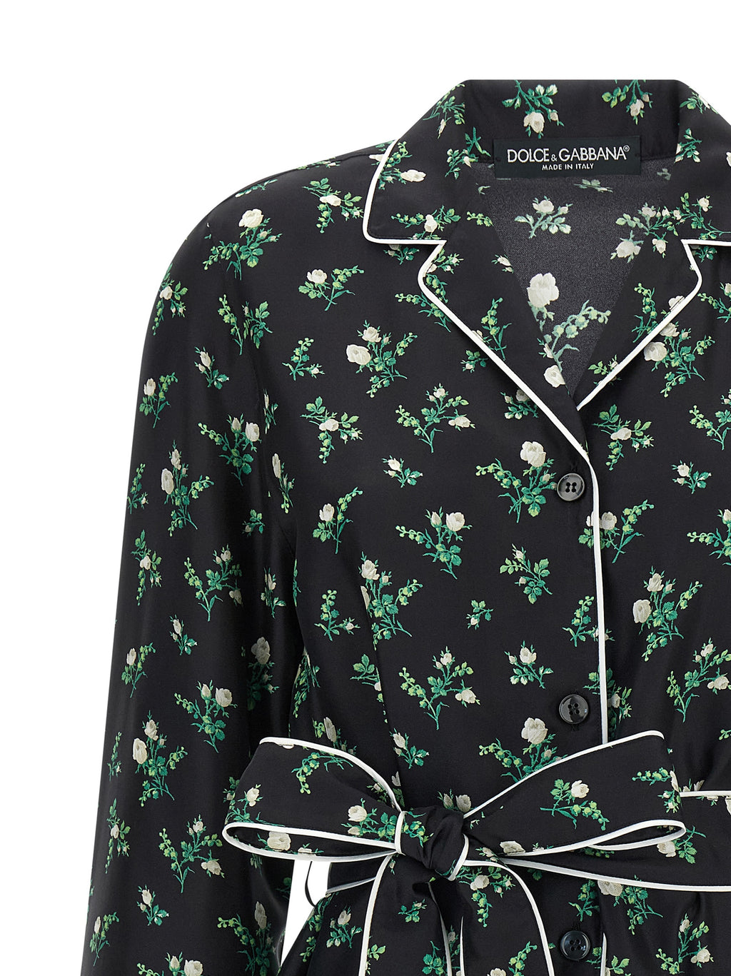 Dolce & Gabbana Black Silk Blouse – Roselline Floral Print