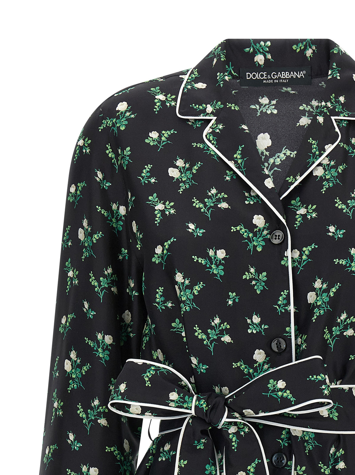 Dolce & Gabbana Black Silk Blouse – Roselline Floral Print