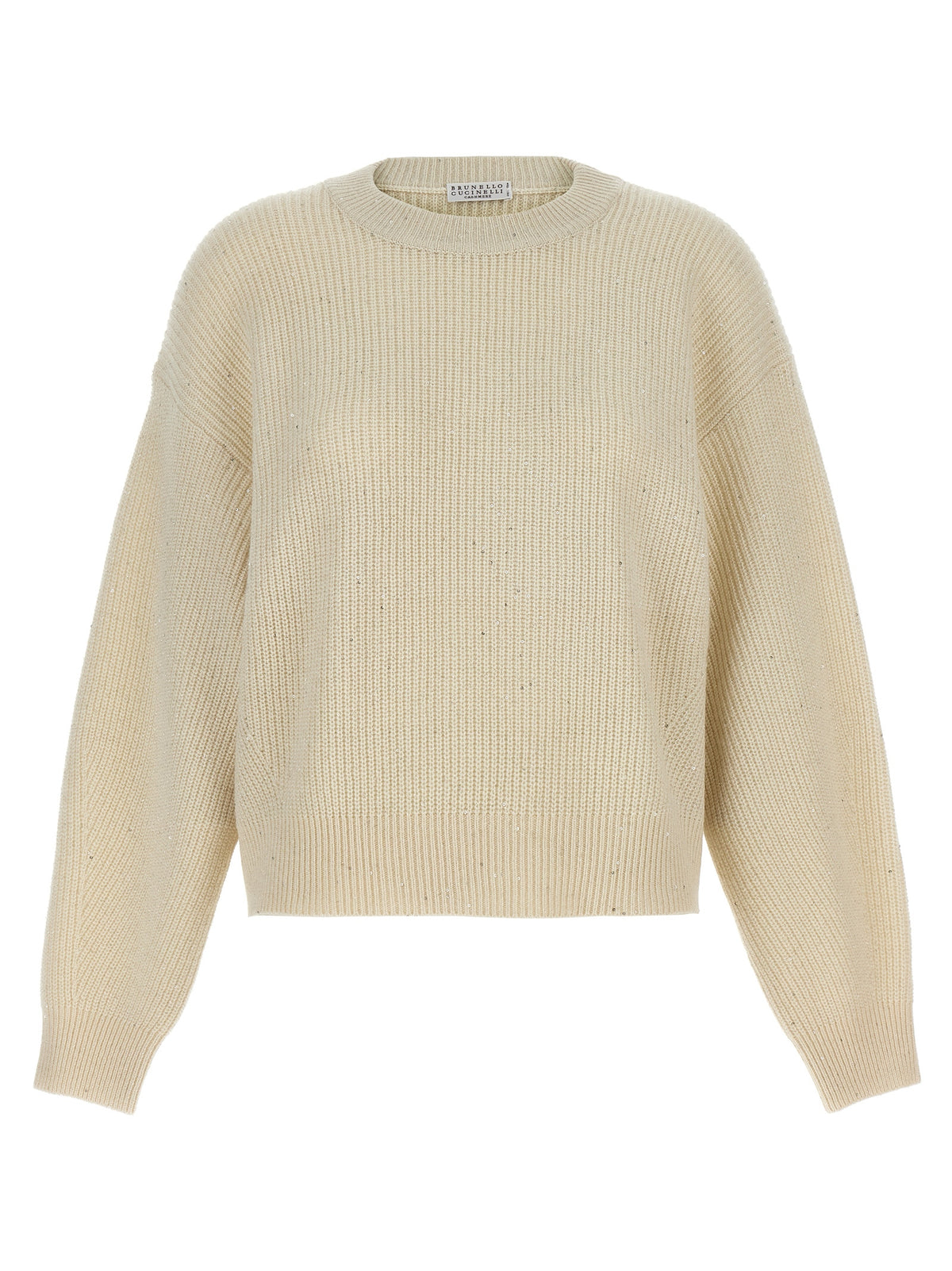 Brunello Cucinelli White Cashmere-Wool Cardigan – With Sequin Appliqué