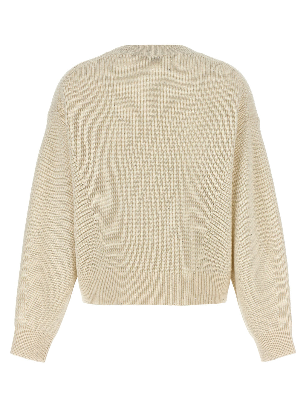 Brunello Cucinelli White Cashmere-Wool Cardigan – With Sequin Appliqué