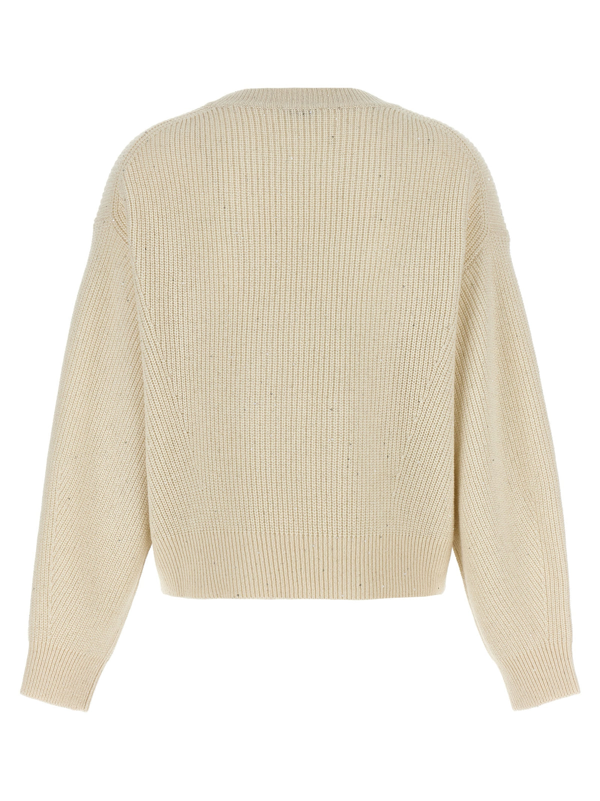 Brunello Cucinelli White Cashmere-Wool Cardigan – With Sequin Appliqué