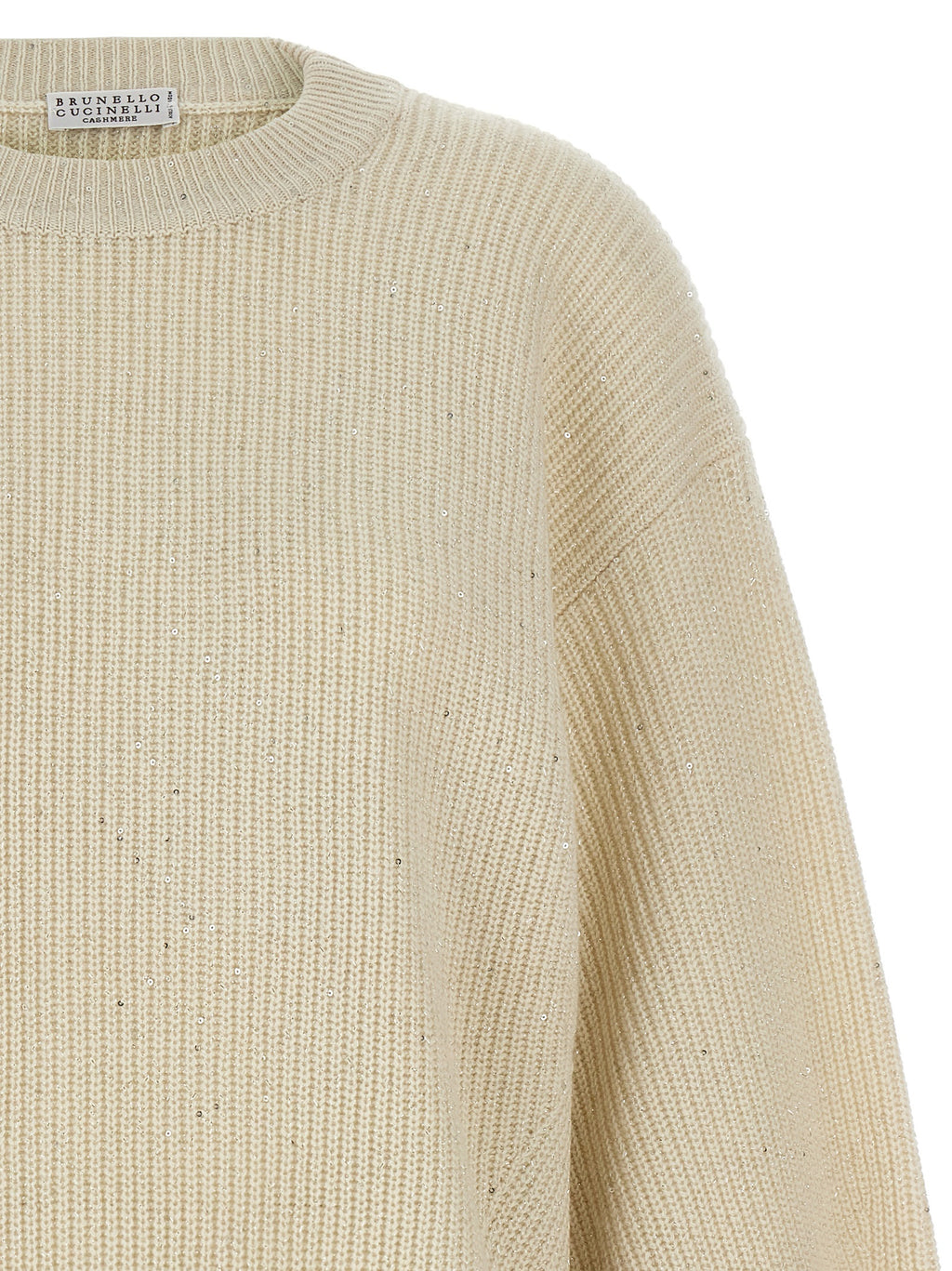 Brunello Cucinelli White Cashmere-Wool Cardigan – With Sequin Appliqué