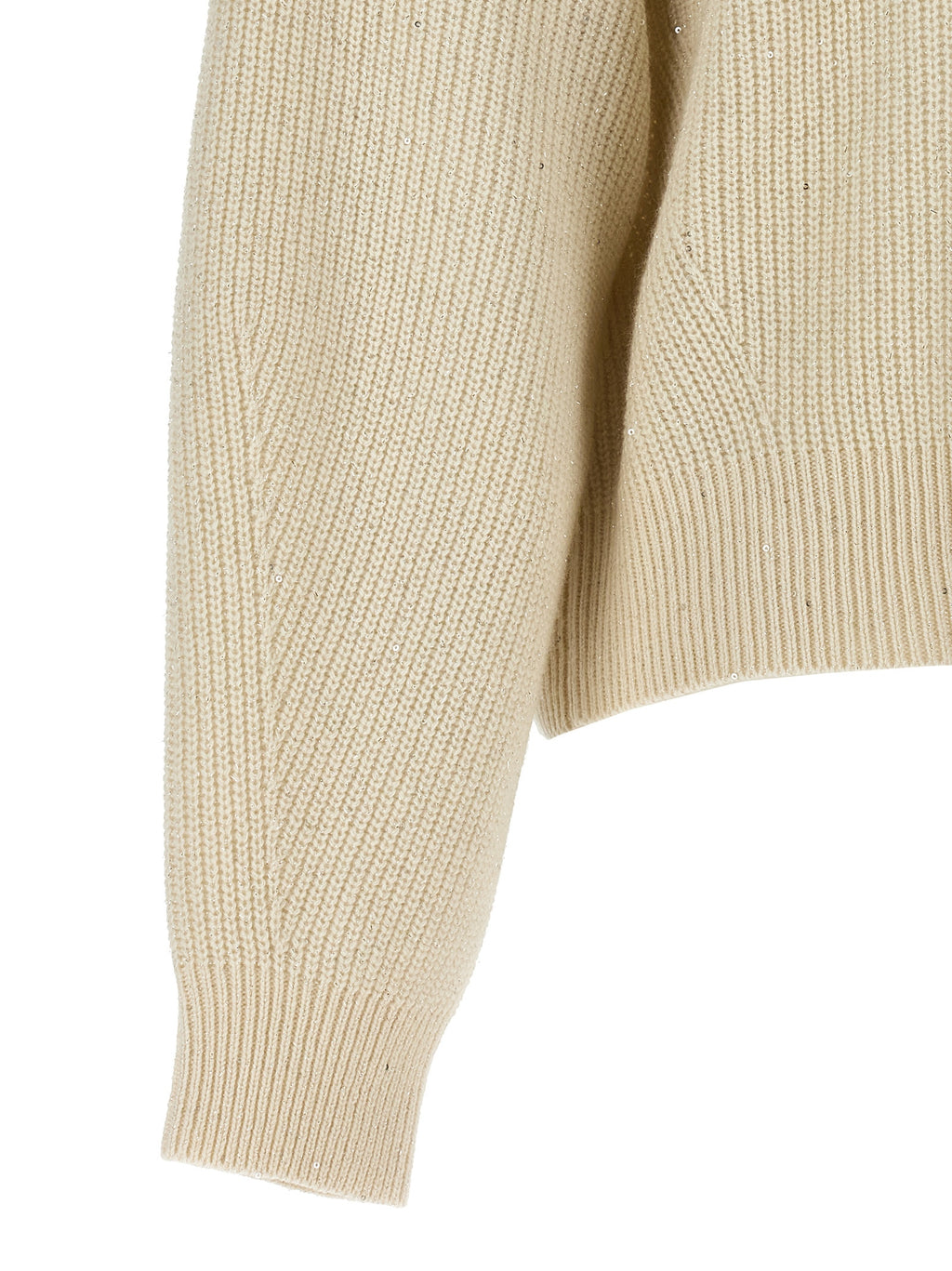 Brunello Cucinelli White Cashmere-Wool Cardigan – With Sequin Appliqué