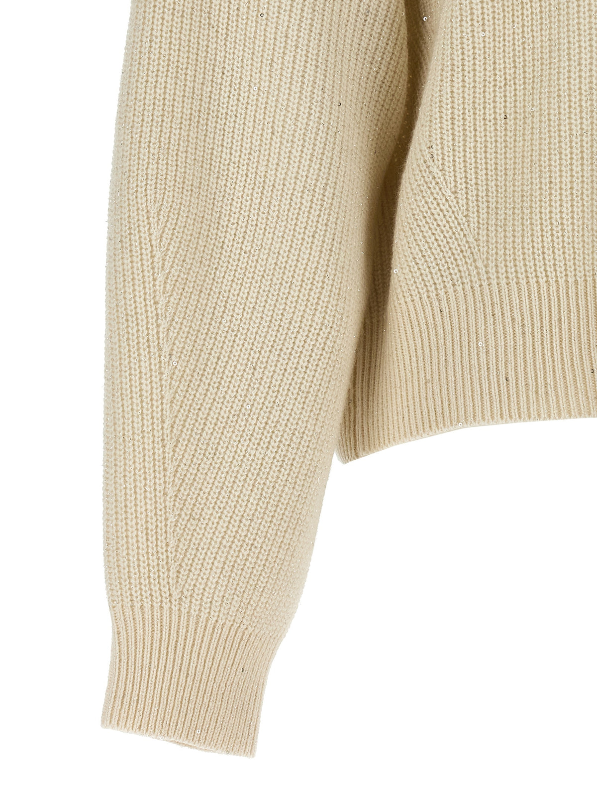 Brunello Cucinelli White Cashmere-Wool Cardigan – With Sequin Appliqué