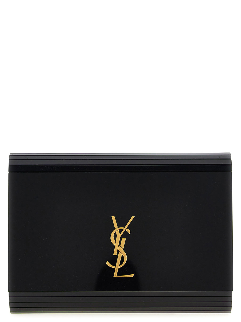 Saint Laurent Black Plexiglass Crossbody Bag – 'Minaudière Vicky', Cassandre Logo, Chain Strap, Italian