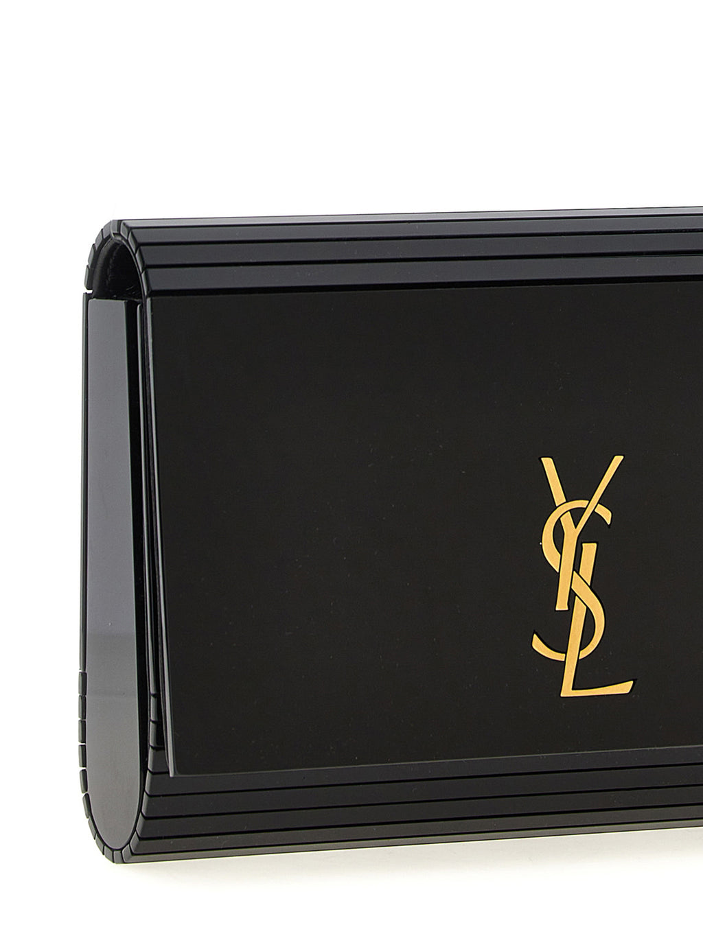 Saint Laurent Black Plexiglass Crossbody Bag – 'Minaudière Vicky', Cassandre Logo, Chain Strap, Italian