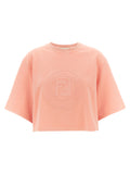 Fendi Pink 100% Cotton Cropped Sweater – 3D “Fendi Roma” Embroidery, Vintage Effect, Italian