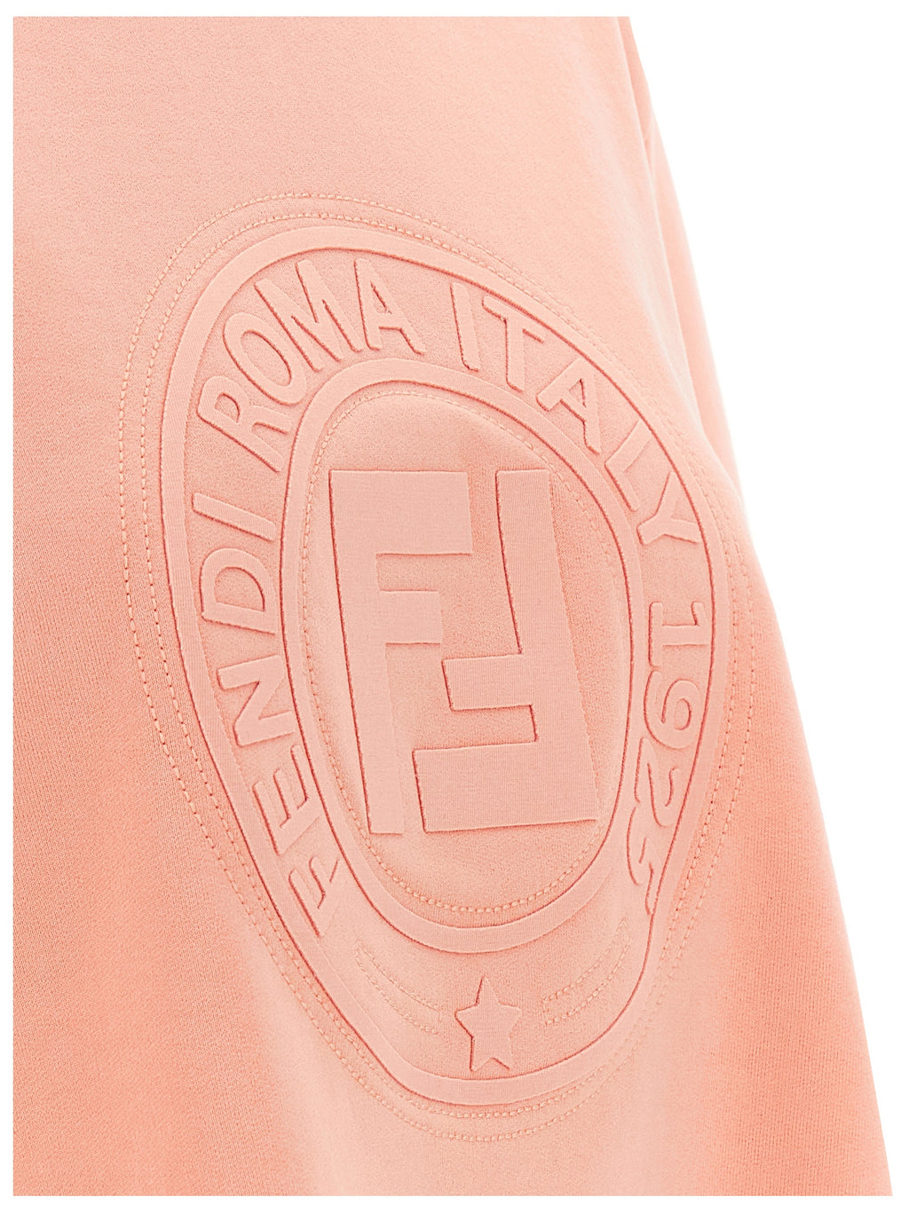 Fendi Pink 100% Cotton Cropped Sweater – 3D “Fendi Roma” Embroidery, Vintage Effect, Italian