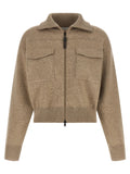 Brunello Cucinelli Beige Wool Cardigan – With Monile Zip Closure