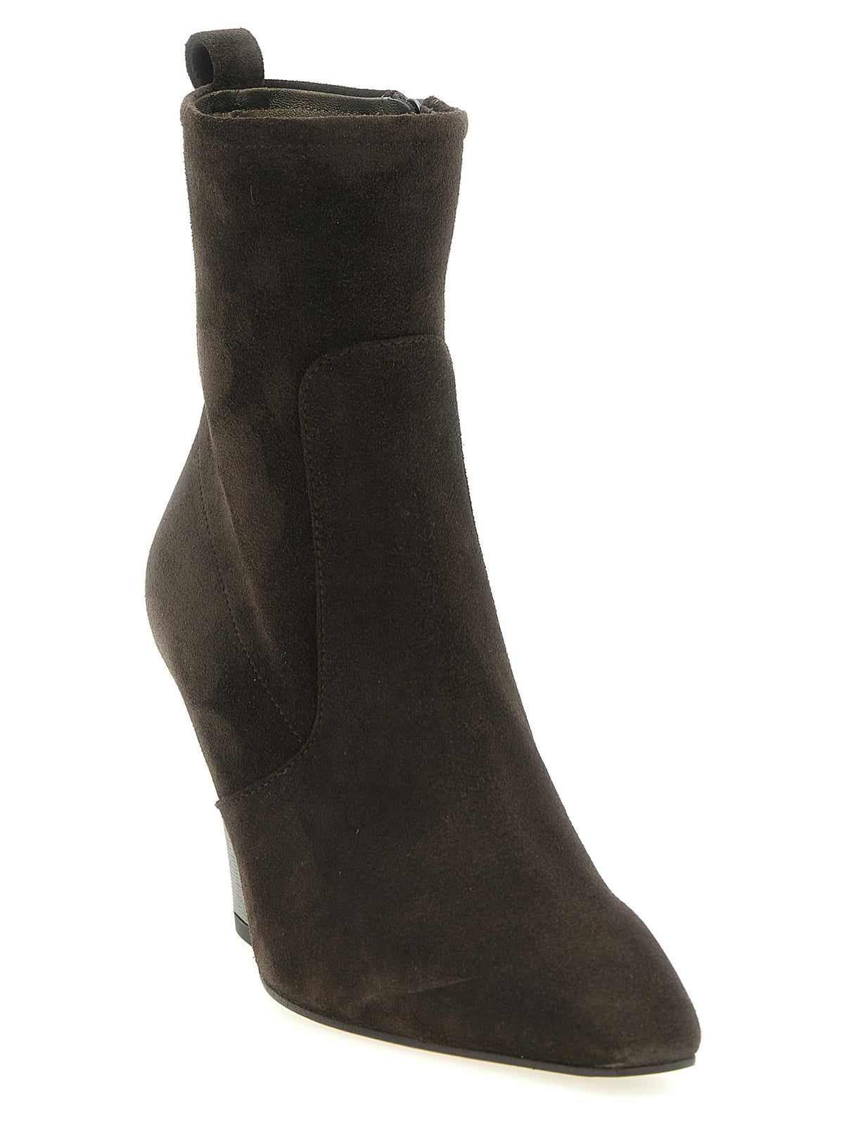 Brunello Cucinelli Brown Suede Ankle Boots – Square Toe, Side Zip, 'Precious Heel' Monile, Leather Sole, Italian