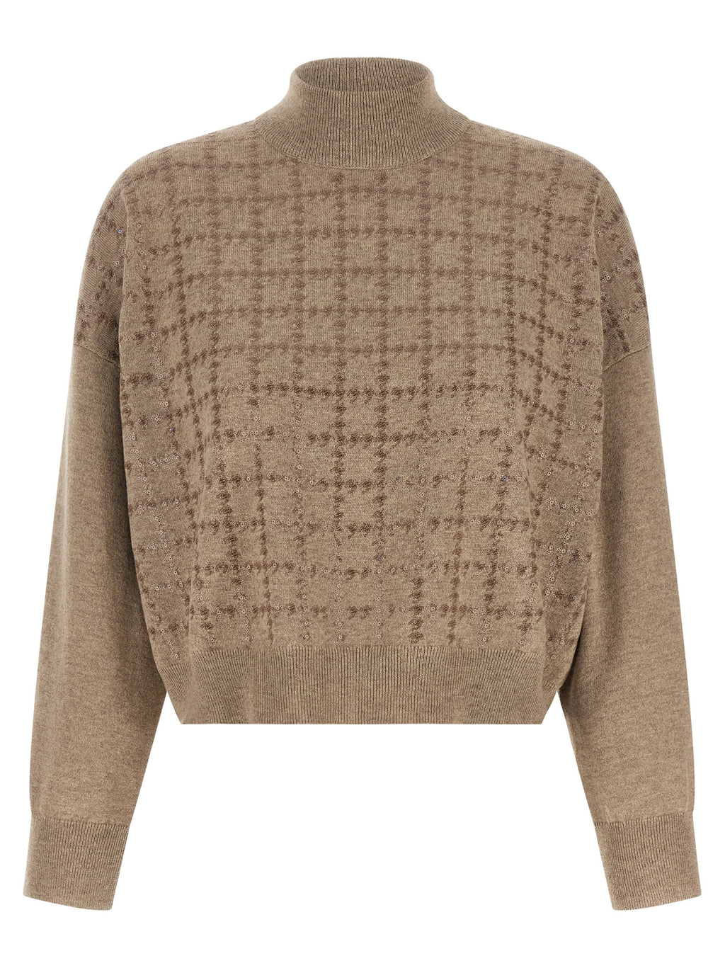 Brunello Cucinelli Beige 100% Cashmere Sequin Cardigan