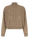 Brunello Cucinelli Beige 100% Cashmere Sequin Cardigan