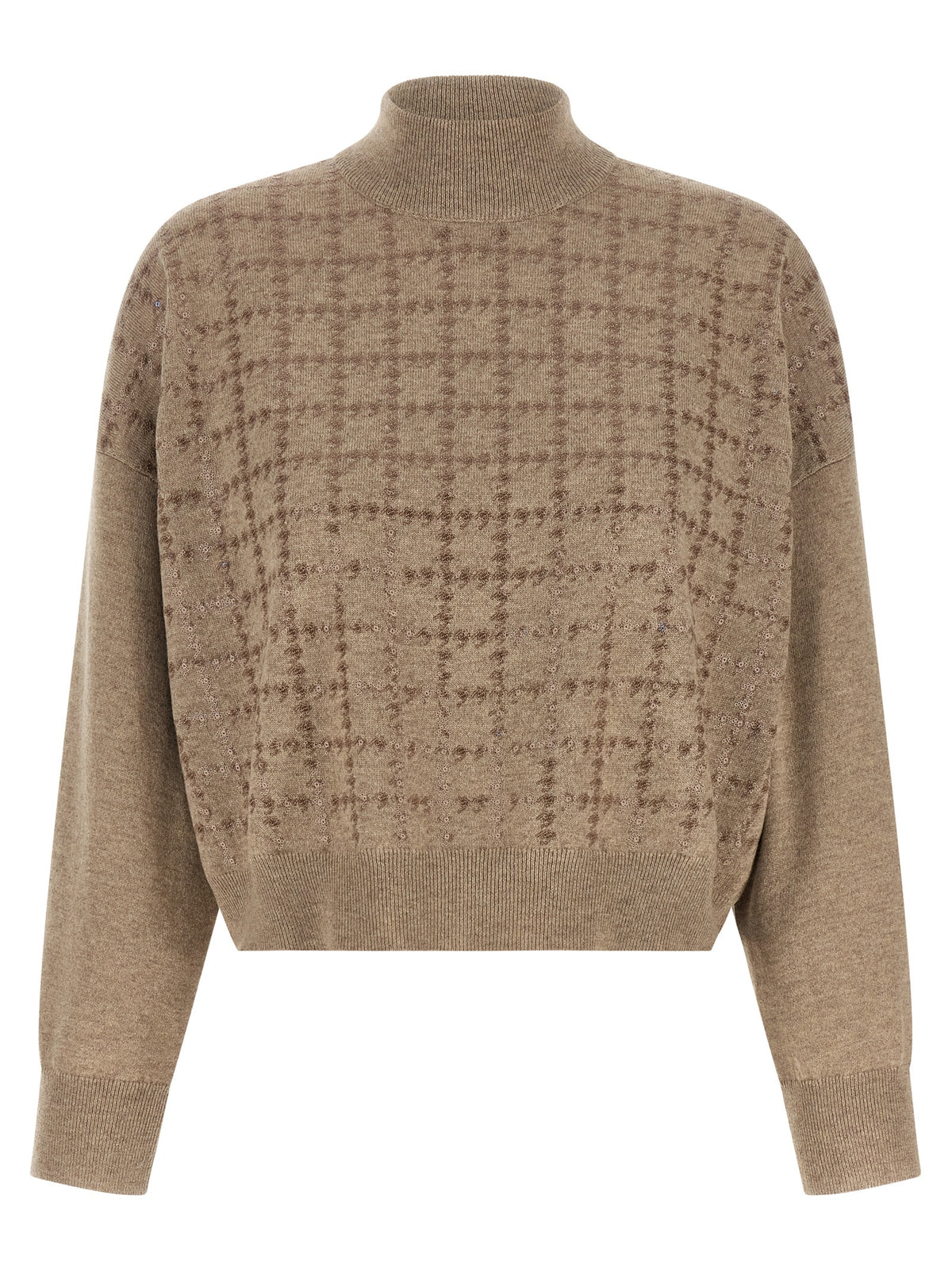 Brunello Cucinelli Beige 100% Cashmere Sequin Cardigan