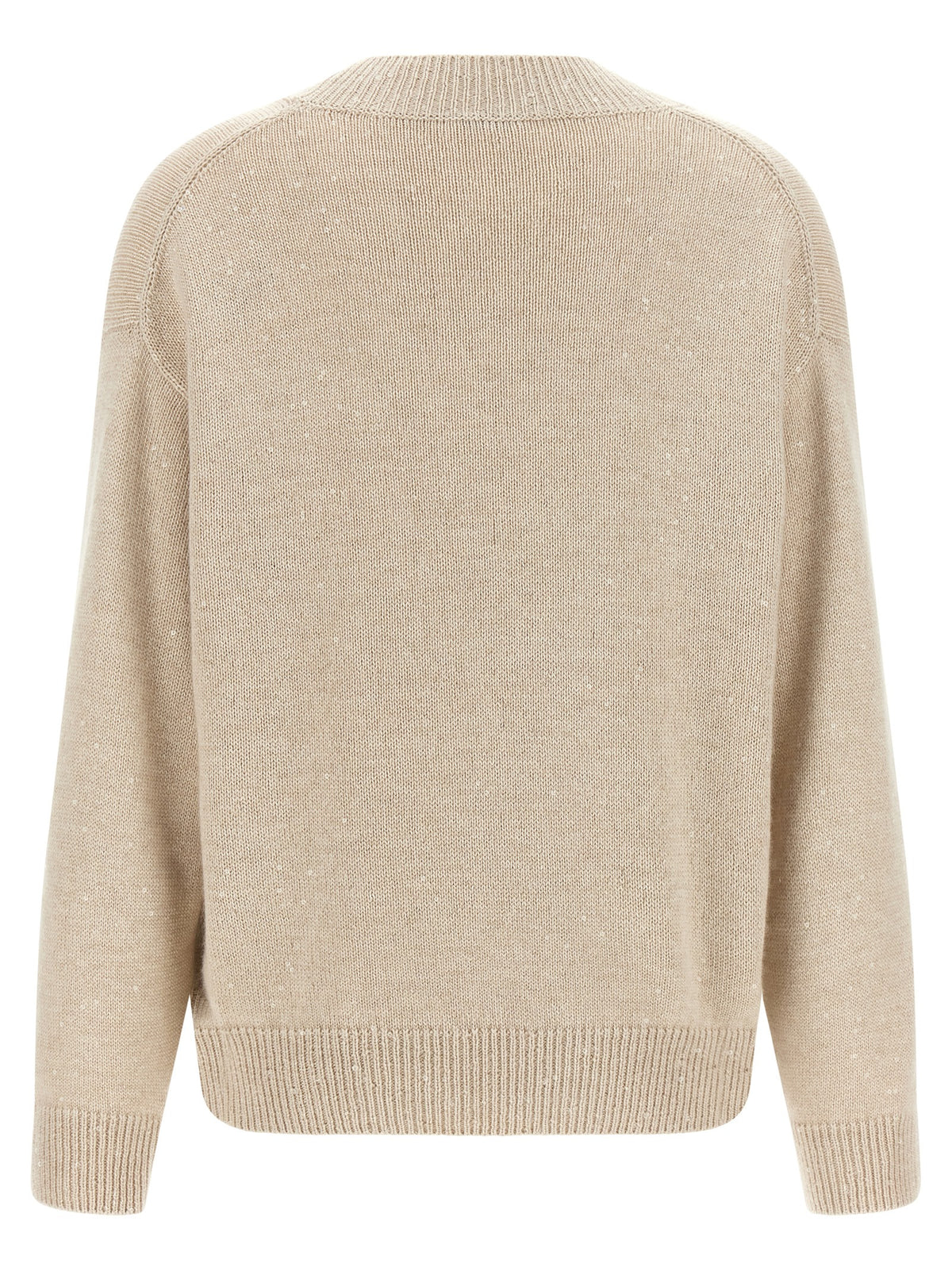 Brunello Cucinelli Beige Cashmere-Silk Diamante Sweater
