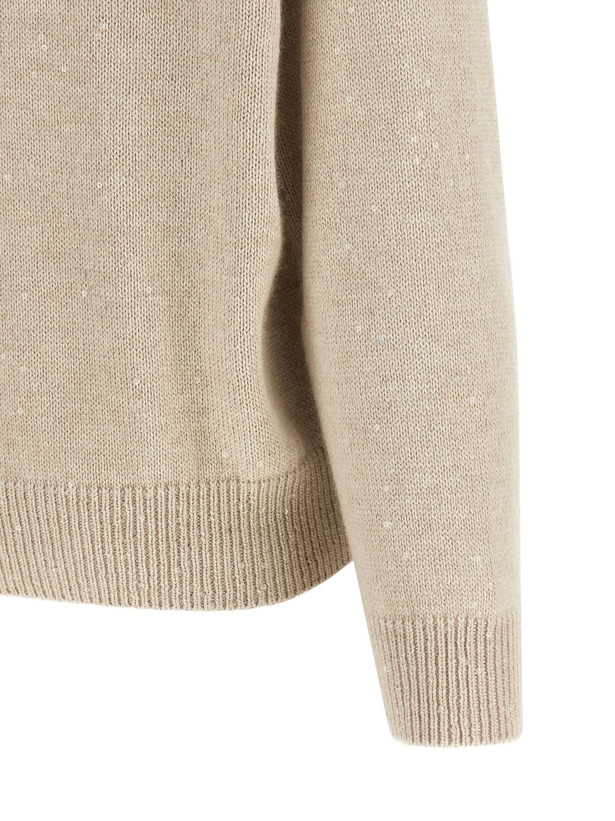 Brunello Cucinelli Beige Cashmere-Silk Diamante Sweater