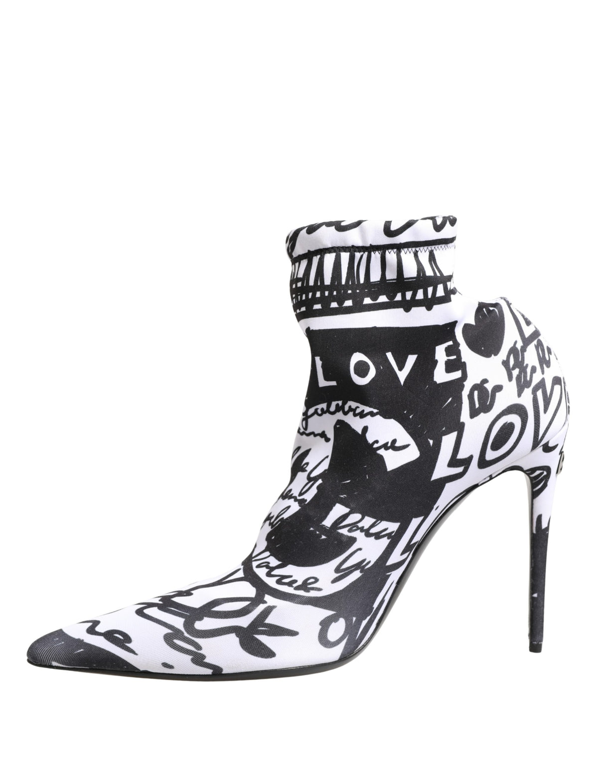 Dolce & Gabbana White Graffiti Stretch Ankle Boots – Logo, Italian