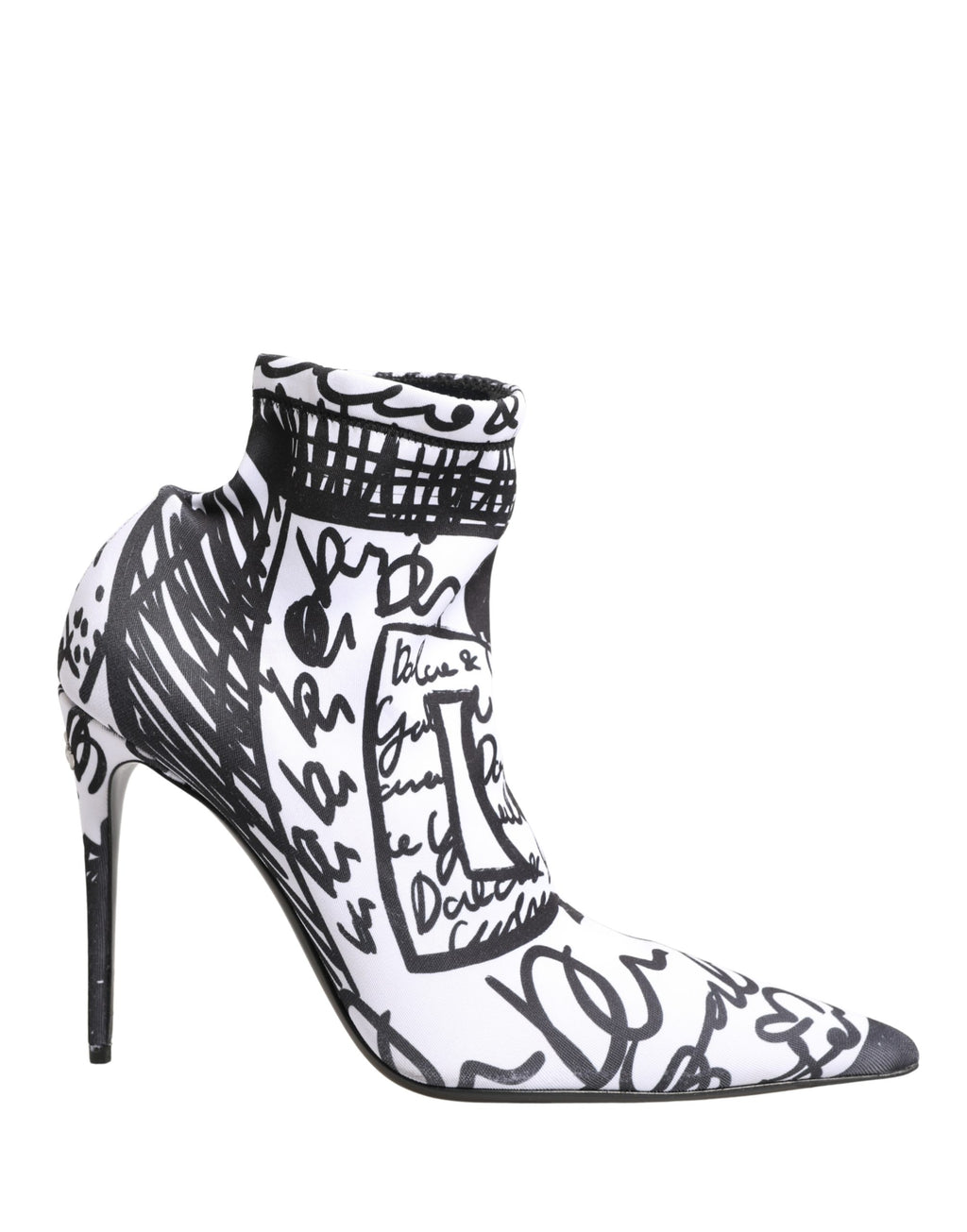 Dolce & Gabbana White Graffiti Stretch Ankle Boots – Logo, Italian