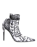 Dolce & Gabbana White Graffiti Stretch Ankle Boots – Logo, Italian
