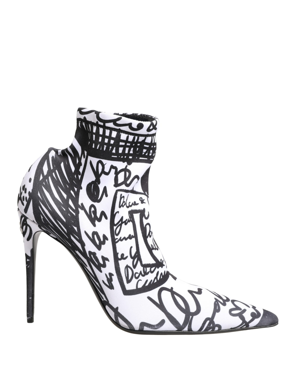 Dolce & Gabbana White Graffiti Stretch Ankle Boots – Logo, Italian