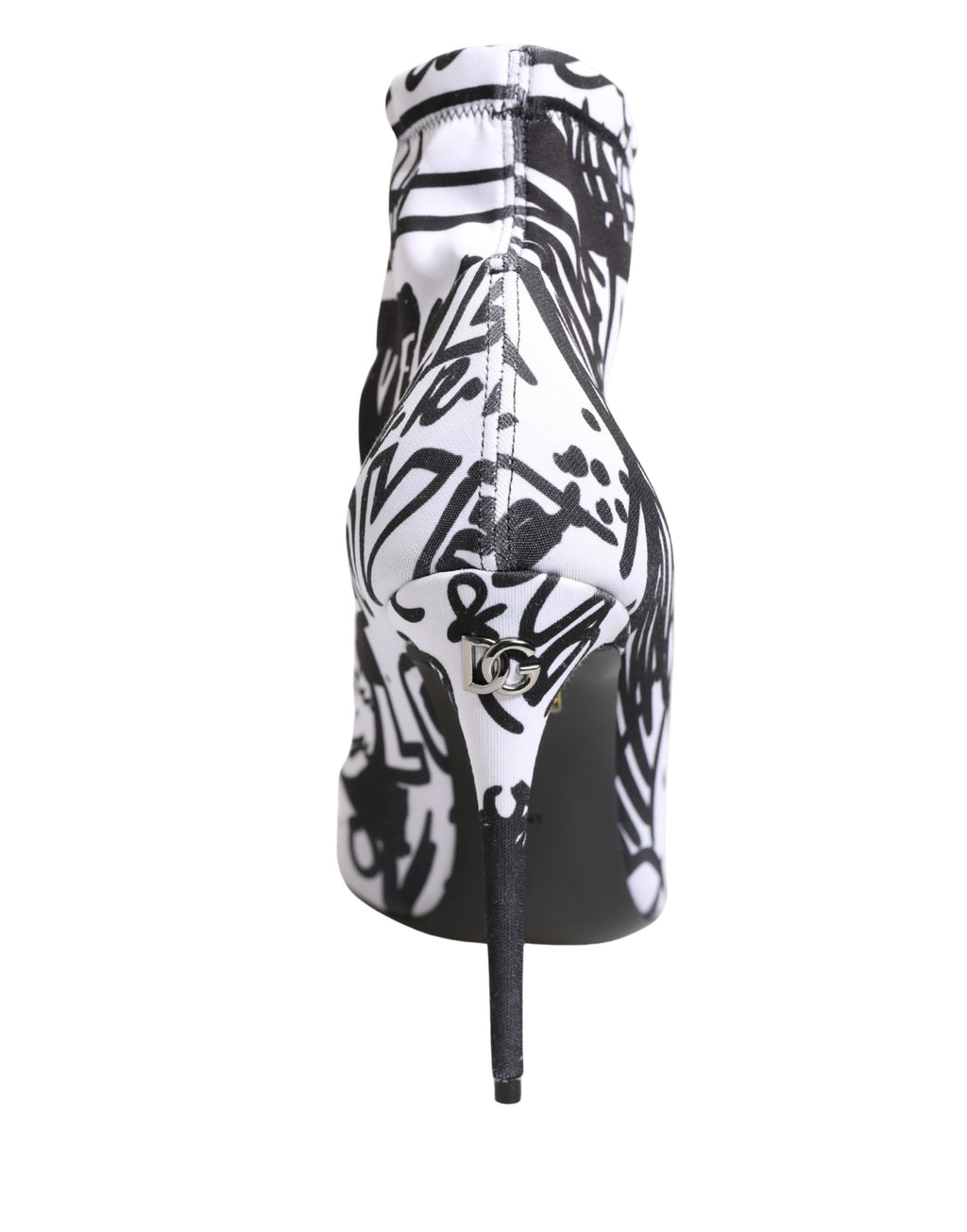 Dolce & Gabbana White Graffiti Stretch Ankle Boots – Logo, Italian