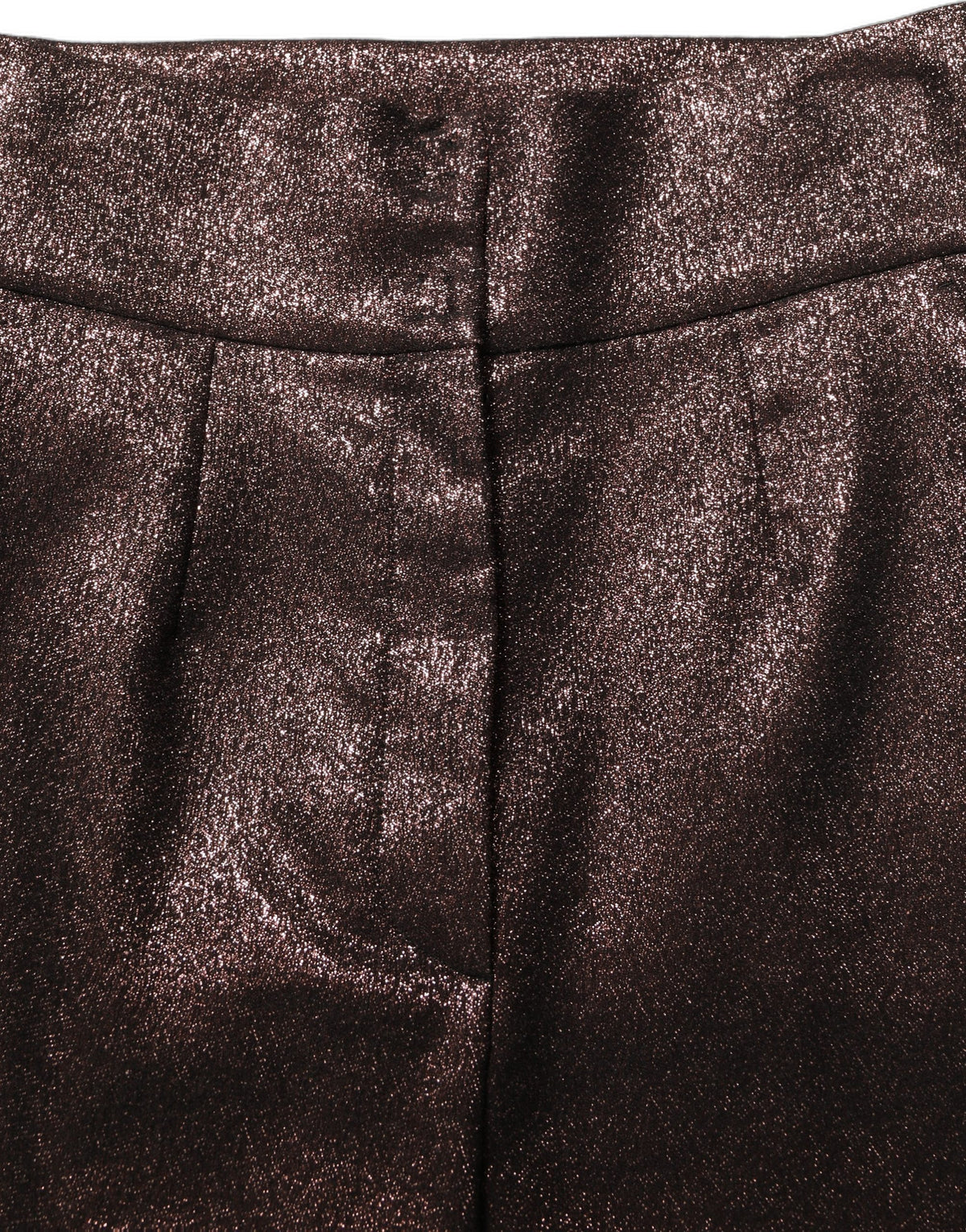 Dolce & Gabbana Metallic Brown High-Waisted Tapered Trousers – 53% Cotton, Logo Detail, Italian