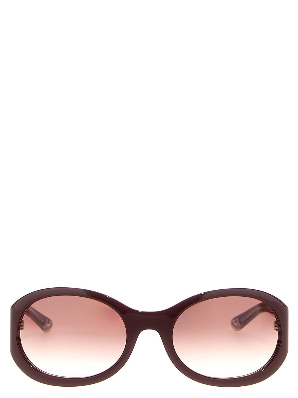 Gucci Bordeaux Acetate Sunglasses – Round Frame, Rose Gradient Lenses, Enamelled Logo, Italian