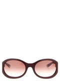 Gucci Bordeaux Acetate Sunglasses – Round Frame, Rose Gradient Lenses, Enamelled Logo, Italian