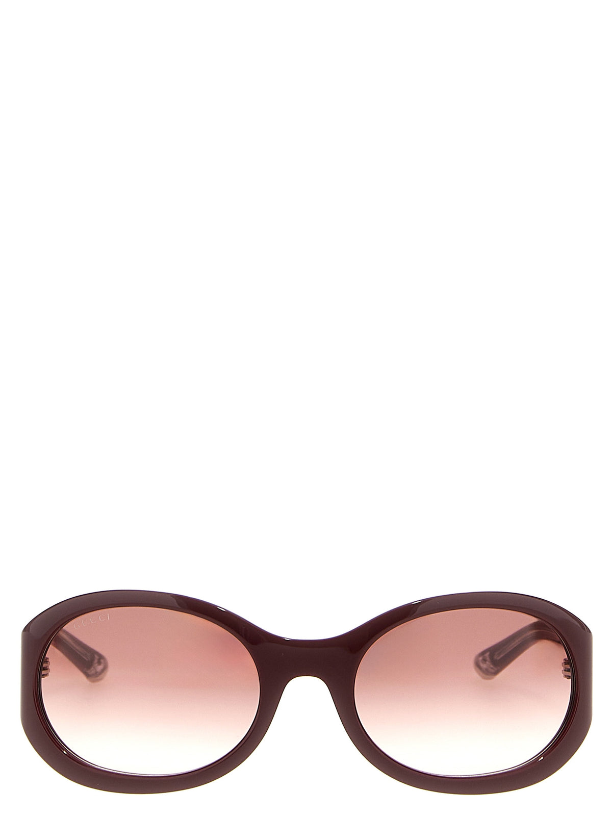 Gucci Bordeaux Acetate Sunglasses – Round Frame, Rose Gradient Lenses, Enamelled Logo, Italian
