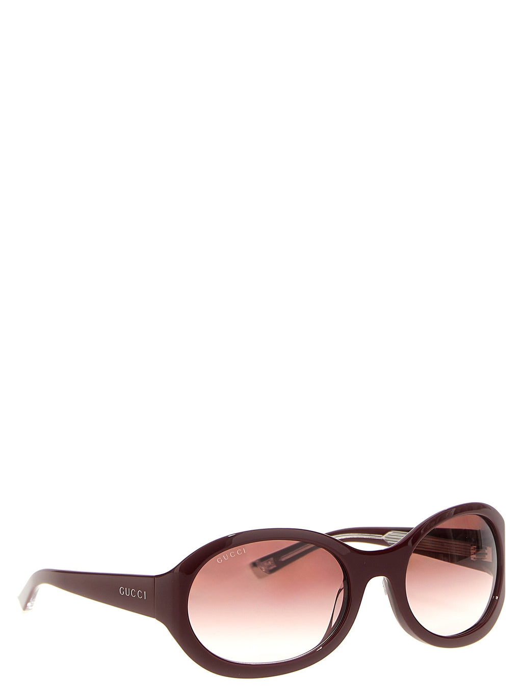 Gucci Bordeaux Acetate Sunglasses – Round Frame, Rose Gradient Lenses, Enamelled Logo, Italian