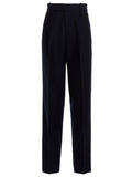 Gucci Dark Blue 100% Cashmere Trousers – Pleated, Pocketed, Gold Accents, Italian