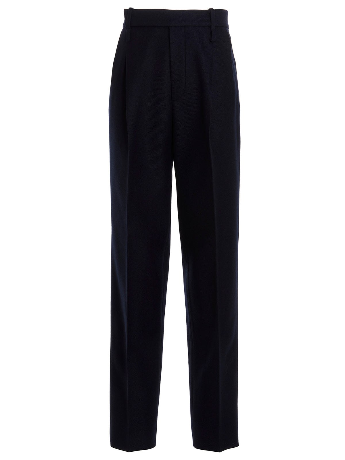 Gucci Dark Blue 100% Cashmere Trousers – Pleated, Pocketed, Gold Accents, Italian