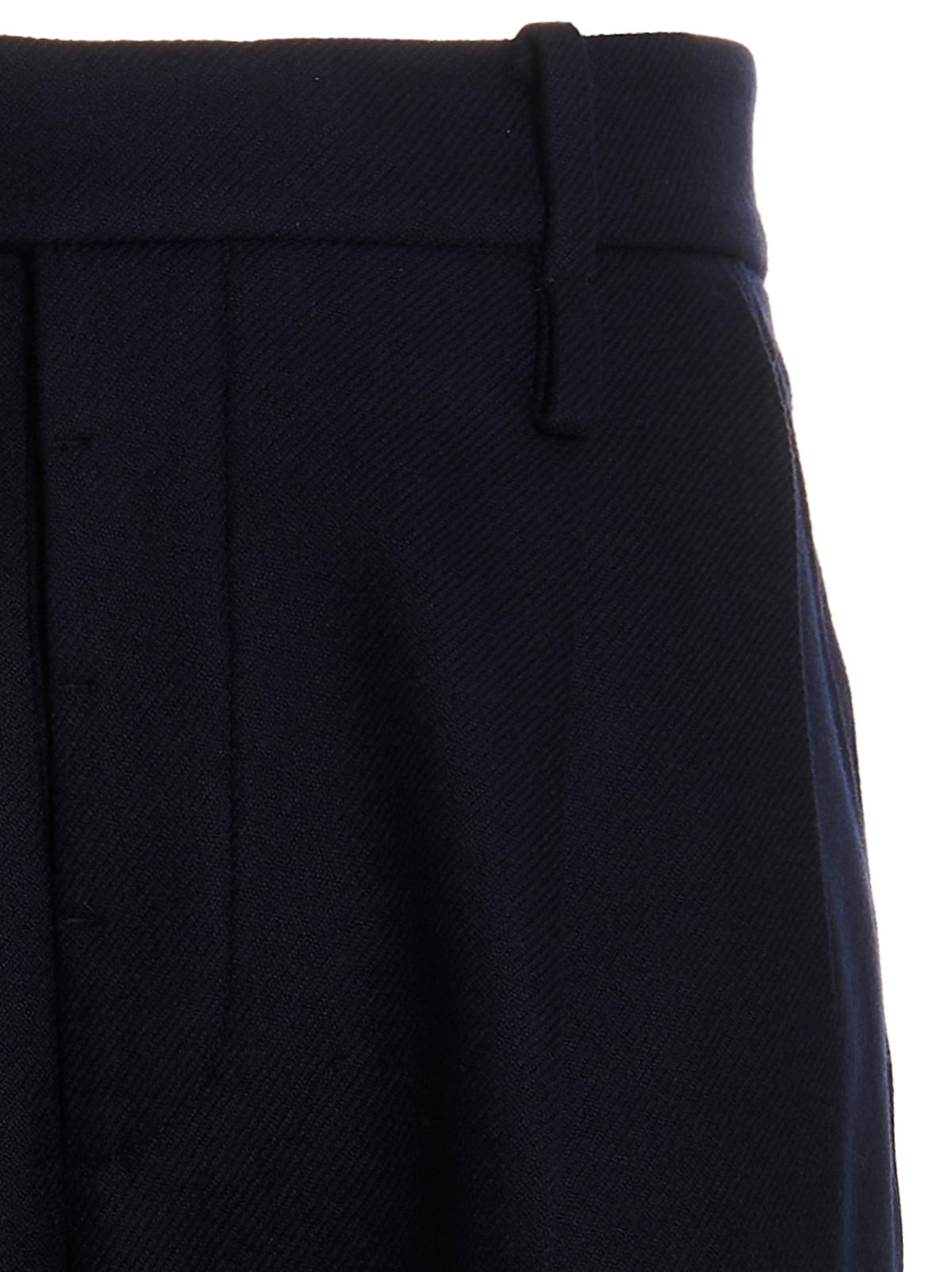 Gucci Dark Blue 100% Cashmere Trousers – Pleated, Pocketed, Gold Accents, Italian